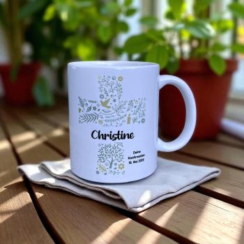 Keramiktasse personalisiert - Kommunion  Konfirmation mit Namen und Datum - Namenstasse - Artikel-Nr. 1100005